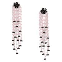 Rose Quartz & Black Spinel Long Zircon Beads Earrings CE-1055 photo 1