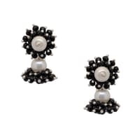 Pearl & Black Spinel Zircon Beads Earrings CE-1056 photo 1