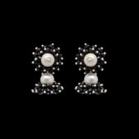 Pearl & Black Spinel Zircon Beads Earrings CE-1056 photo 4