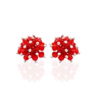 Red Color Ruby Zircon Beads Earrings CE-1058 photo 1