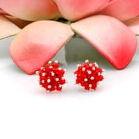 Red Color Ruby Zircon Beads Earrings CE-1058 photo 2