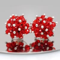 Red Color Ruby Zircon Beads Earrings CE-1058 photo 5