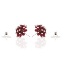 Hot Ruby Red Zircon Beads Earrings CE-1061 photo 1