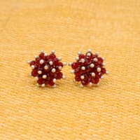 Hot Ruby Red Zircon Beads Earrings CE-1061 photo 2
