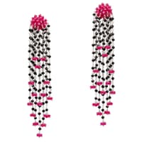 Pink Chalcedony & Black Spinel Zircon Beads Earrings CE-1062 photo 1