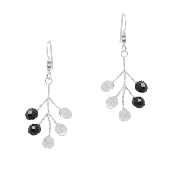 Black Spinel & Rock-Crystal Zircon Beads Earrings CE-1063