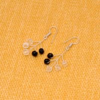 Black Spinel & Rock-Crystal Zircon Beads Earrings CE-1063 photo 3