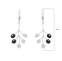 Black Spinel & Rock-Crystal Zircon Beads Earrings CE-1063 photo 5