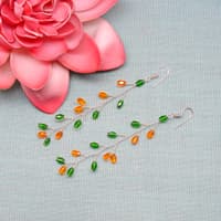 T-Savorite & Mandarin Garnet Zircon Beads Earrings CE-1064 photo 2