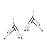 Pearl & Black Spinel Color Stone Bead Earrings CE-1065 photo 1