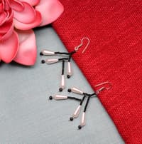 Pearl & Black Spinel Color Stone Bead Earrings CE-1065 photo 2