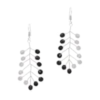 Rock-Crystal & Black Onyx Zircon Beads Earrings CE-1066 photo 1