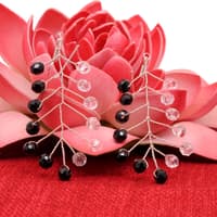 Rock-Crystal & Black Onyx Zircon Beads Earrings CE-1066 photo 2