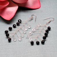 Rock-Crystal & Black Onyx Zircon Beads Earrings CE-1066 photo 4