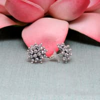 Silver Pyrite Zircon Beads Earrings (Tops) CE-1069 photo 2