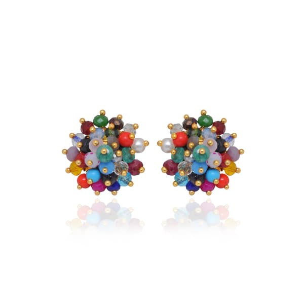 Multi Color Stone Zircon Beads Earrings (Studs) CE-1070