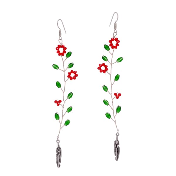 T-Savorite & Ruby Zircon Beads Earrings CE-1071