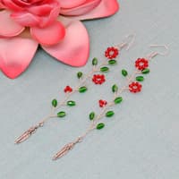 T-Savorite & Ruby Zircon Beads Earrings CE-1071 photo 2