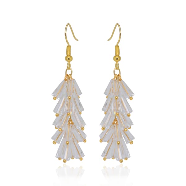 Rock-Crystal Faceted Drop Zircon Beads Earrings CE-1073