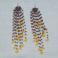 Black Spinel & Yellow Sapphire Zircon Beads Earrings CE-1074 photo 2