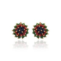 Emerald Ruby Sapphire Zircon Beads Earrings CE-1077 photo 1