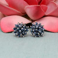 Black Pyrite Zircon Beads Earrings CE-1078 photo 4
