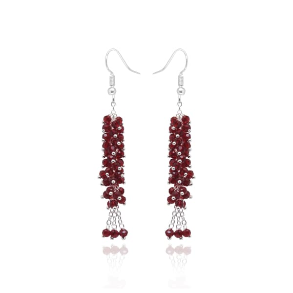 Red Garnet Color Zircon Bead Earrings CE-1080