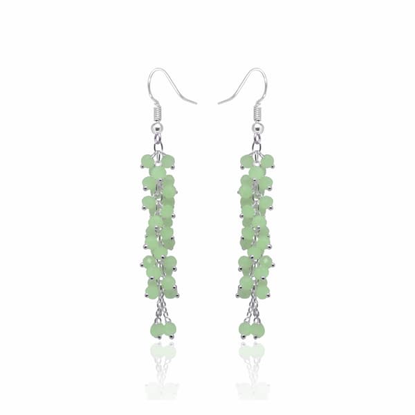 Green Chalcedony Color Zircon Bead Earrings CE-1082