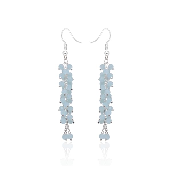 Aquamarine Color Zircon Bead Earrings CE-1084