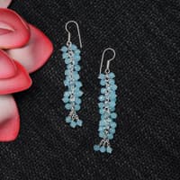 Aquamarine Color Zircon Bead Earrings CE-1084 photo 3