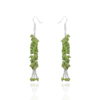 Elegant Green Beaded Cascade Earrings with Silver-Tone Chain CE-1086 photo 1