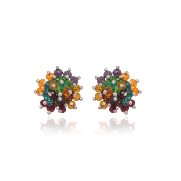 Vibrant Multi-Color Zircon Beaded Stud Earrings CE-1088