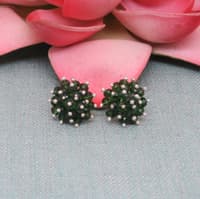 Emerald Green Color Beaded Stud Style Earrings CE-1089 photo 3