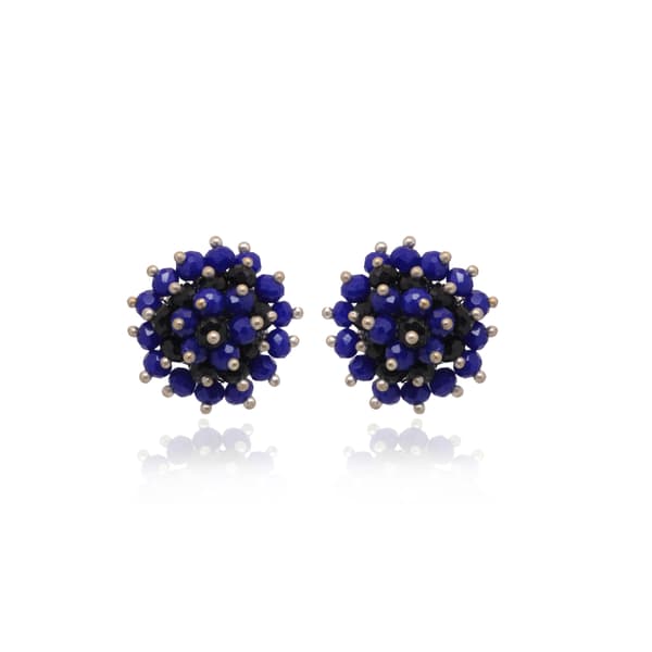 Lapis Blue Color Beaded Stud Style Earrings CE-1090