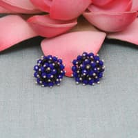 Lapis Blue Color Beaded Stud Style Earrings CE-1090 photo 4