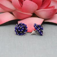Lapis Blue Color Beaded Stud Style Earrings CE-1090 photo 5