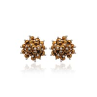 Golden Pyrite Color Beaded Stud Style Earrings CE-1091 photo 3