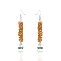 Citrine & T-Savorite Color Beaded Dangle/Drop Earrings CE-1092 photo 2