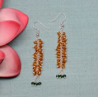 Citrine & T-Savorite Color Beaded Dangle/Drop Earrings CE-1092 photo 3