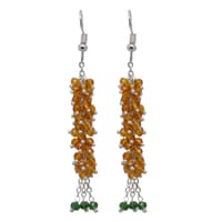 Citrine & T-Savorite Color Beaded Dangle/Drop Earrings CE-1092 photo 4