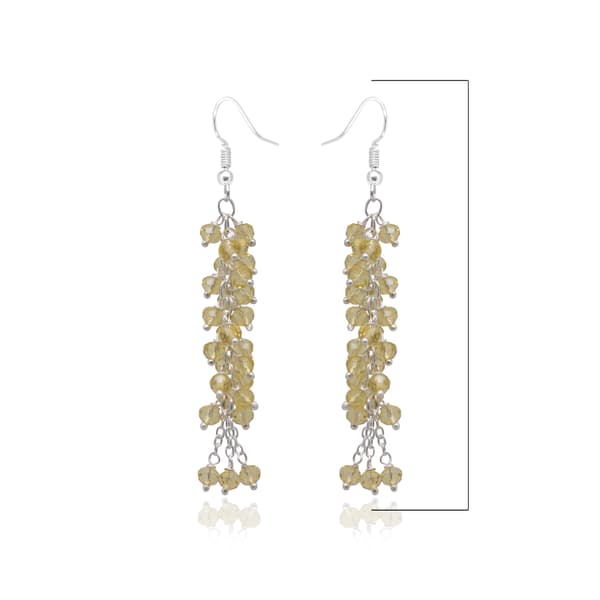 Lemon Topaz Color Beaded Dangle Drop Style Earrings CE-1093