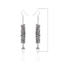Silver pyrite Color Beaded Dangle Drop Style Earrings CE-1094 photo 2