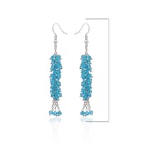 Blue Topaz Color Beaded Dangle Drop Style Earrings CE-1095 photo 2