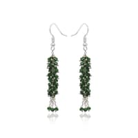 Chrome Color Green Beaded Dangle drop Style Earrings CE-1096 photo 1