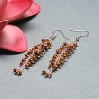 Golden Pyrite Color Beaded Dangle Drop Style Earrings CE-1097 photo 2