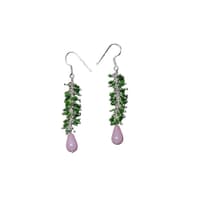 Rose Quartz & Emerald Green Color Beaded Earrings CE-1098 photo 1