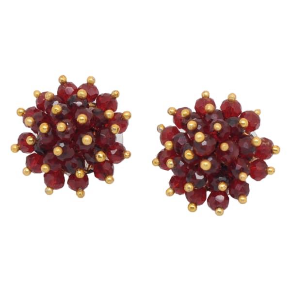Ruby Red Color Stud Style Beaded Earrings CE-1099