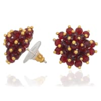Ruby Red Color Stud Style Beaded Earrings CE-1099 photo 3