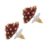 Ruby Red Color Stud Style Beaded Earrings CE-1099 photo 4