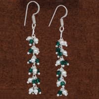 Pearl & Emerald Green Beaded Earrings CE-1100 photo 2